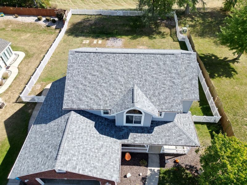 New gray asphalt shingle roof installed by Affordable Roofing on a Fort Wayne home